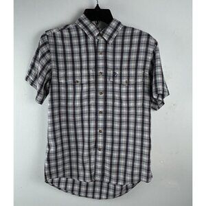 Fjallraven Shirt Mens Small Plaid Abisko Cool Outdoor Hiking Red White Blue
